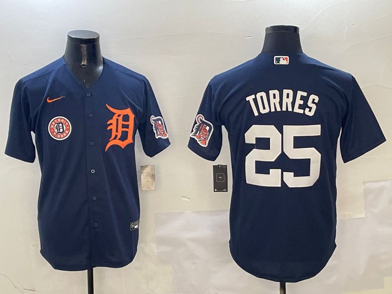 Men Detroit Tigers 25 Torres Drak Blue Game 2025 Nike MLB Jersey style 3125